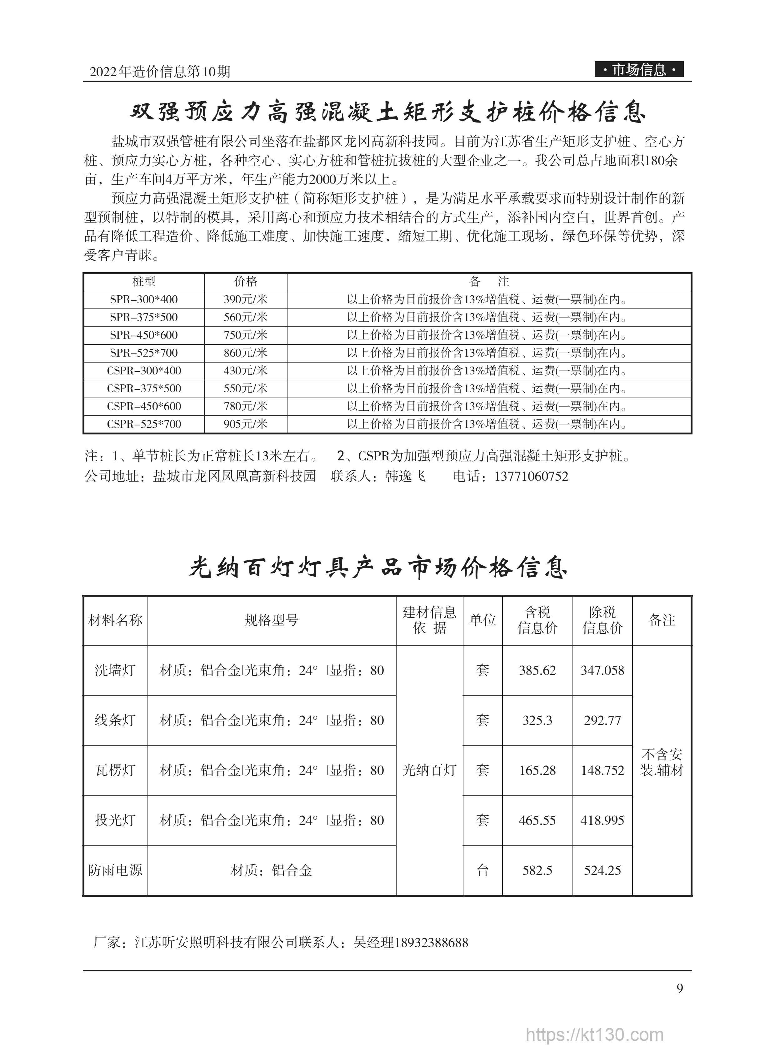 江苏省无锡市2022年10月份高强混凝土矩形支户参考价